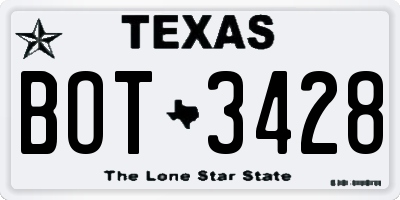 TX license plate BOT3428