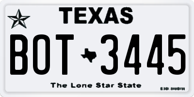 TX license plate BOT3445
