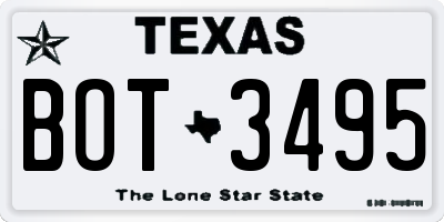 TX license plate BOT3495