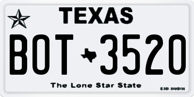 TX license plate BOT3520