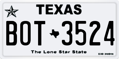 TX license plate BOT3524