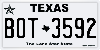 TX license plate BOT3592