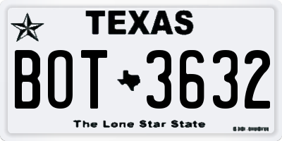 TX license plate BOT3632