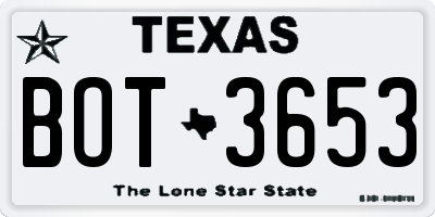 TX license plate BOT3653