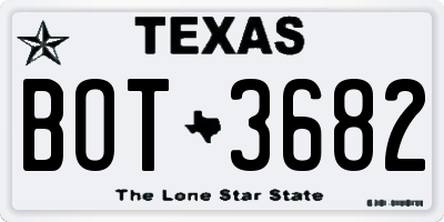 TX license plate BOT3682