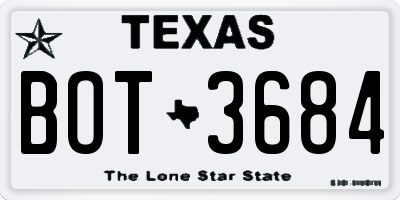 TX license plate BOT3684