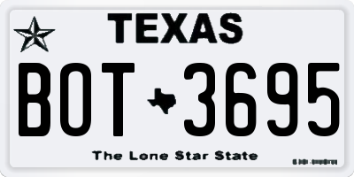 TX license plate BOT3695