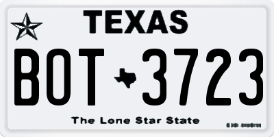 TX license plate BOT3723