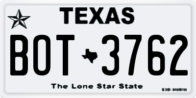 TX license plate BOT3762