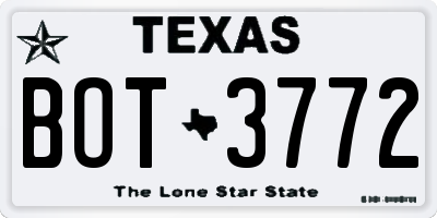 TX license plate BOT3772