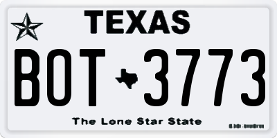 TX license plate BOT3773