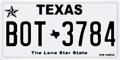 TX license plate BOT3784
