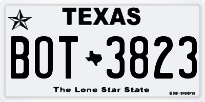 TX license plate BOT3823