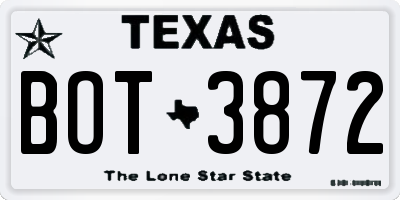 TX license plate BOT3872