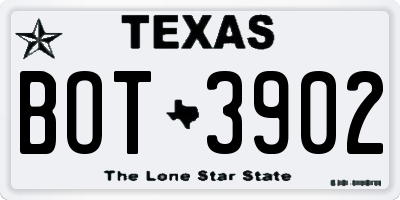 TX license plate BOT3902