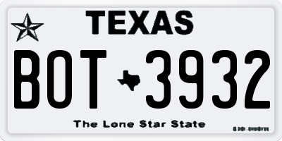 TX license plate BOT3932