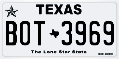 TX license plate BOT3969