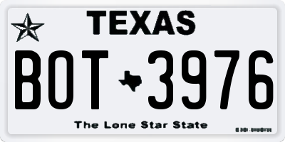 TX license plate BOT3976