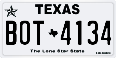 TX license plate BOT4134