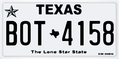 TX license plate BOT4158
