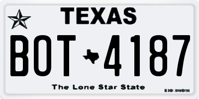 TX license plate BOT4187