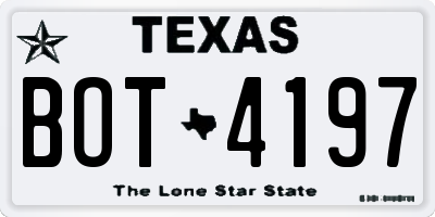 TX license plate BOT4197