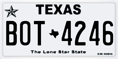TX license plate BOT4246