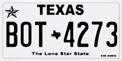 TX license plate BOT4273