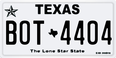 TX license plate BOT4404