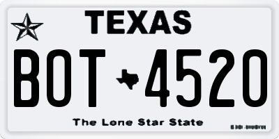 TX license plate BOT4520