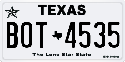 TX license plate BOT4535