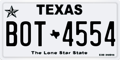 TX license plate BOT4554