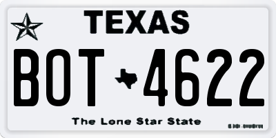TX license plate BOT4622