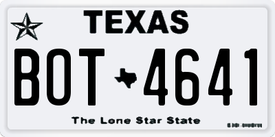 TX license plate BOT4641