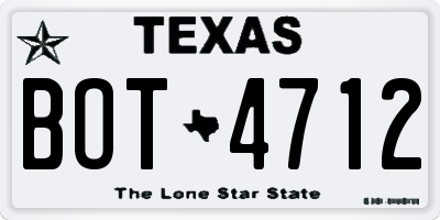 TX license plate BOT4712
