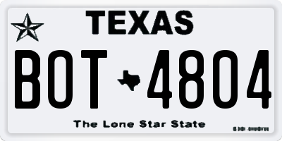 TX license plate BOT4804
