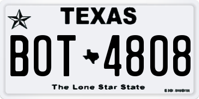 TX license plate BOT4808