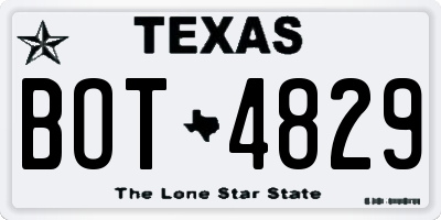 TX license plate BOT4829