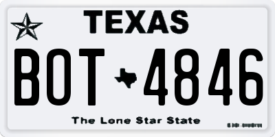 TX license plate BOT4846