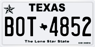 TX license plate BOT4852