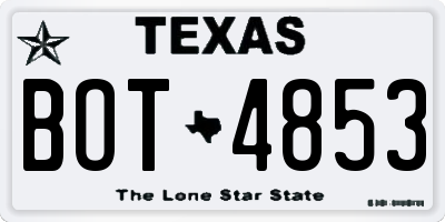TX license plate BOT4853