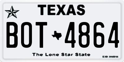 TX license plate BOT4864