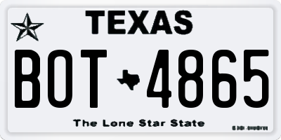 TX license plate BOT4865