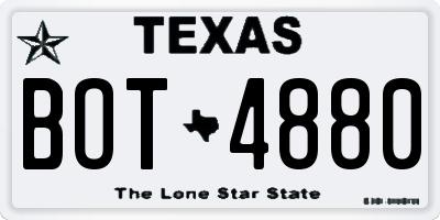 TX license plate BOT4880