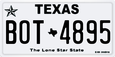 TX license plate BOT4895