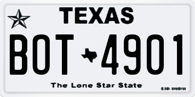 TX license plate BOT4901