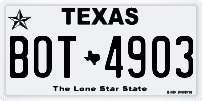 TX license plate BOT4903