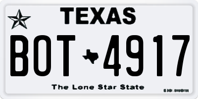 TX license plate BOT4917