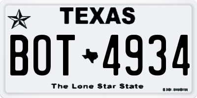 TX license plate BOT4934