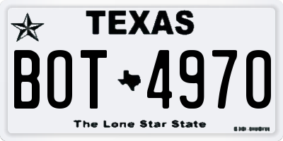TX license plate BOT4970